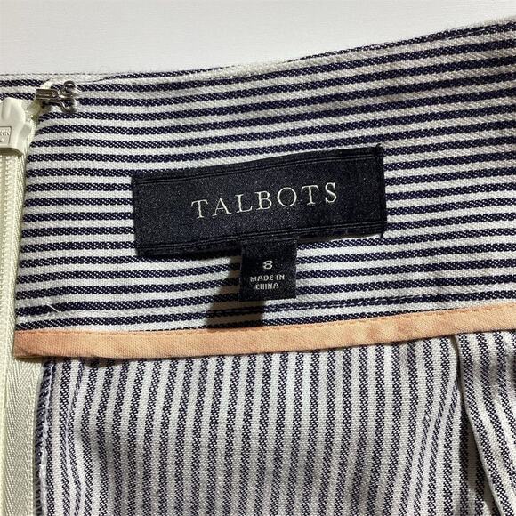 Talbots Women's Size 8 Blue & White Pinstripe A-Line Mini Skirt - Picture 6 of 9